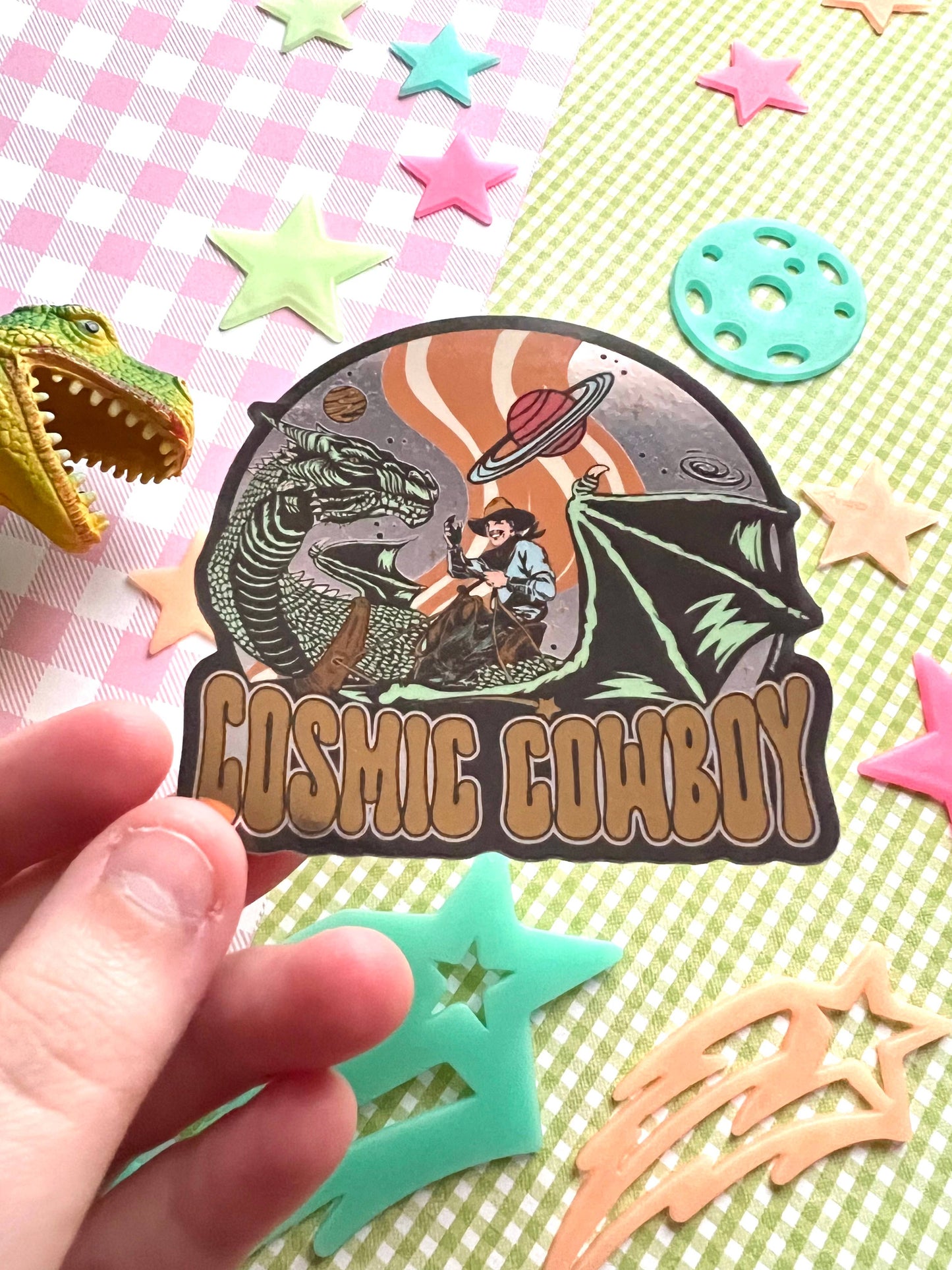 Cosmic Cowboy Space Western Retro Sticker
