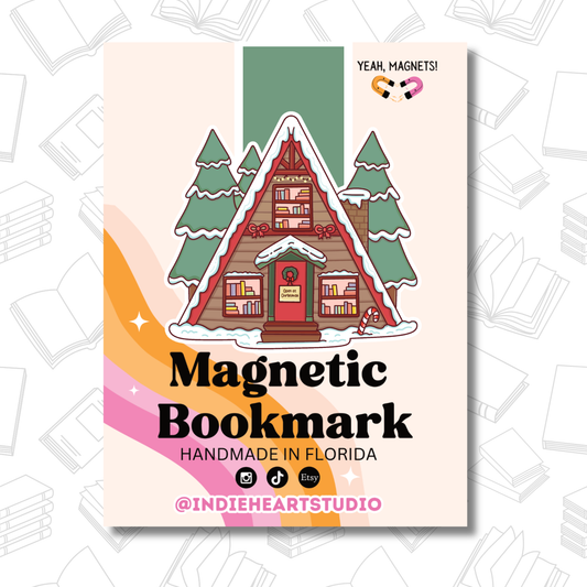 Winter Cabin Bookstore Magnetic Bookmark