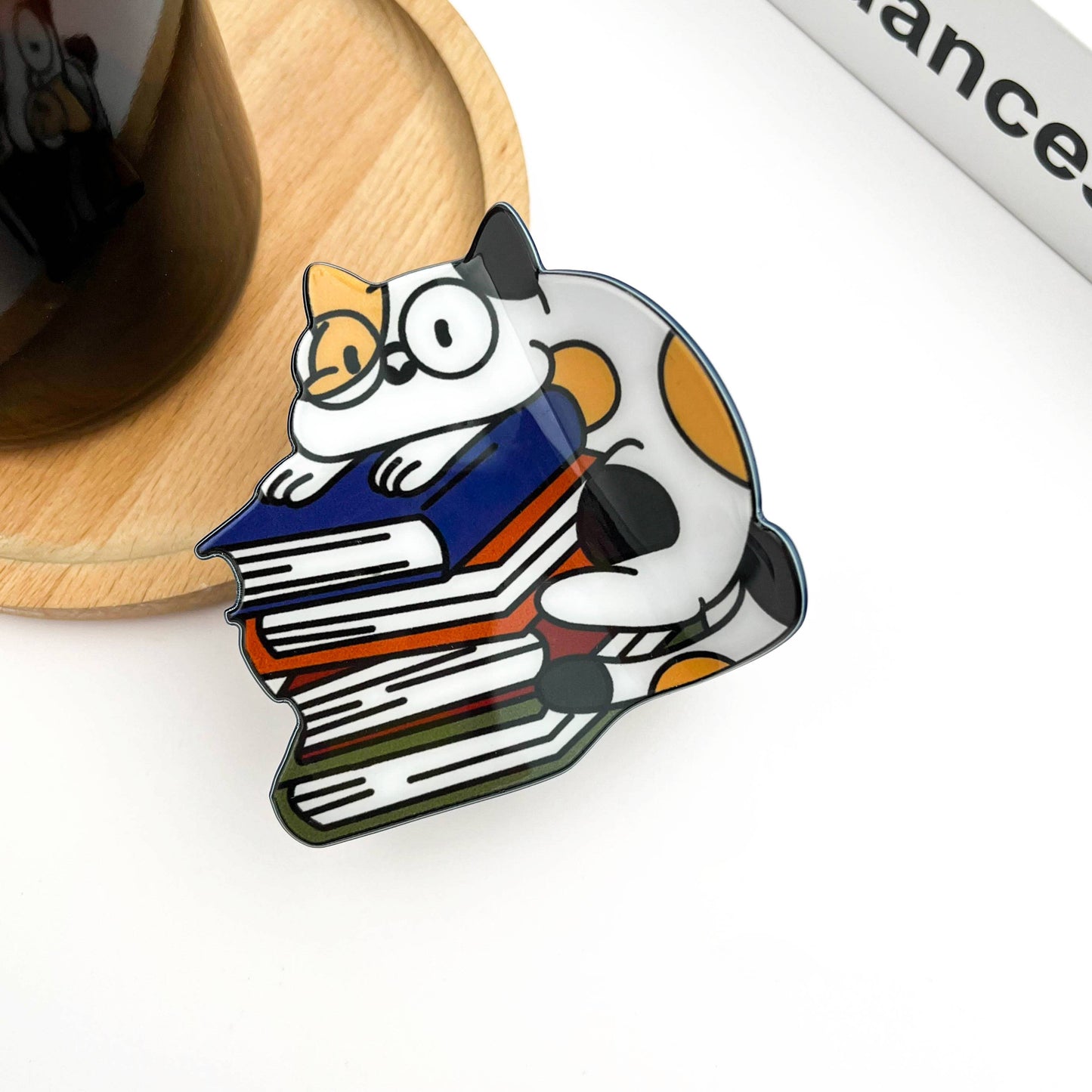 Cat on Book Stack Hair Clip