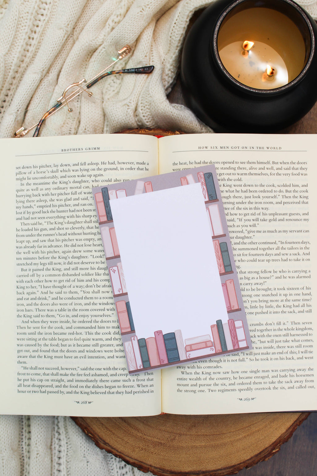 4x6 Cozy Spring Bookshelf Notepad | Bookish Reader Notepad