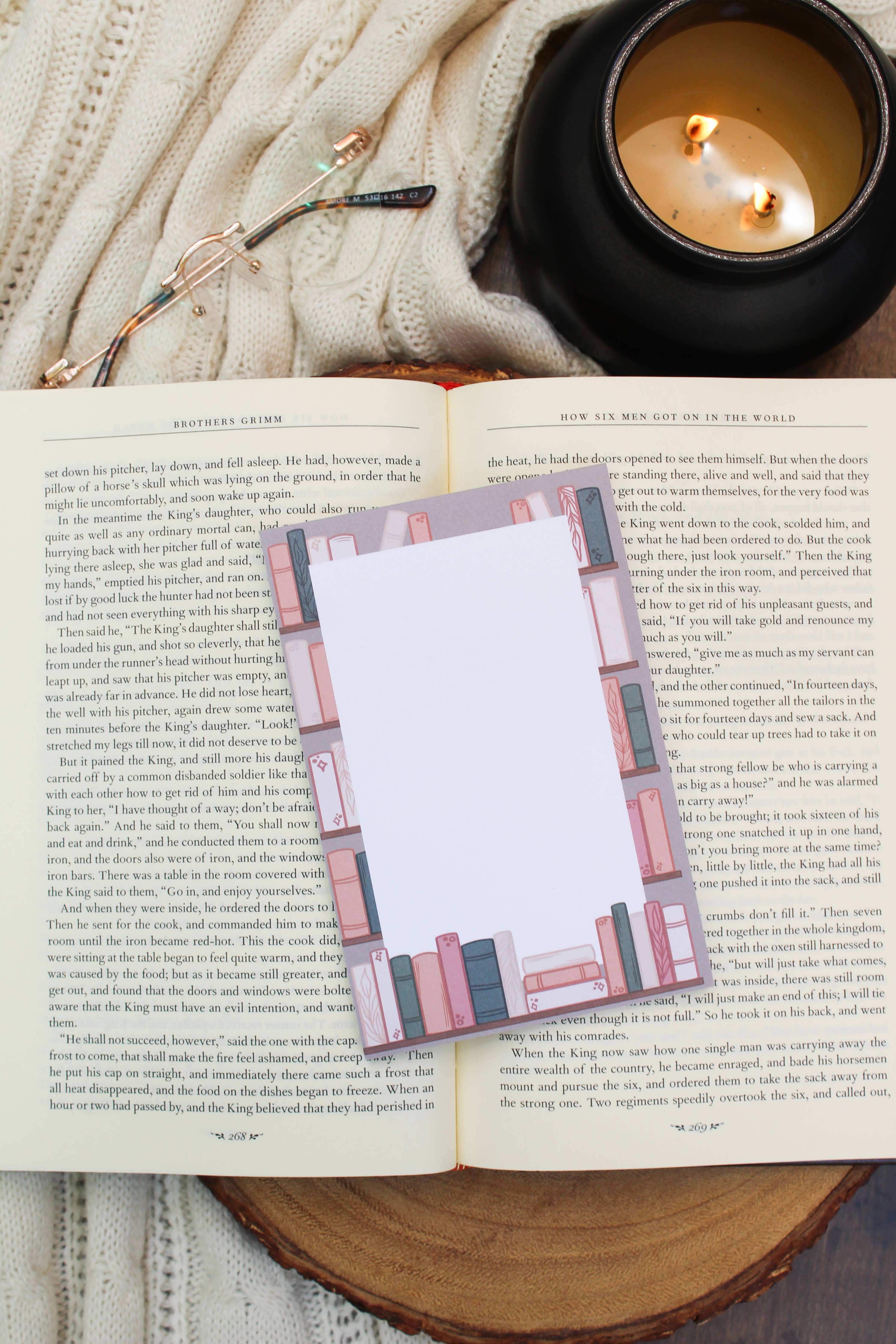 4x6 Cozy Spring Bookshelf Notepad | Bookish Reader Notepad