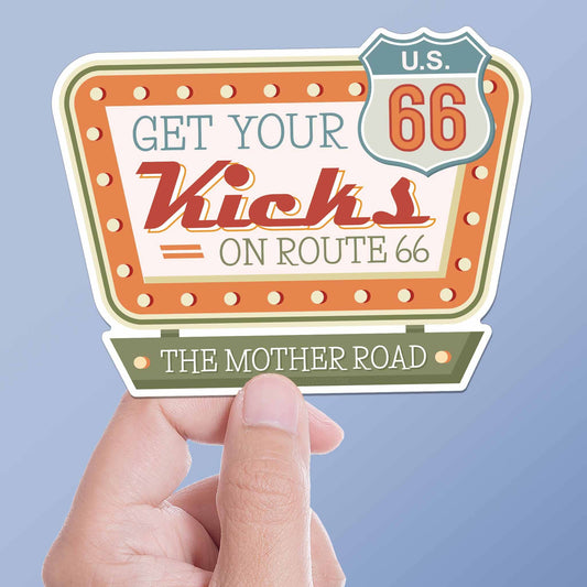 Get Your Kicks on Route 66 Sticker - Retro Road Trip Decal