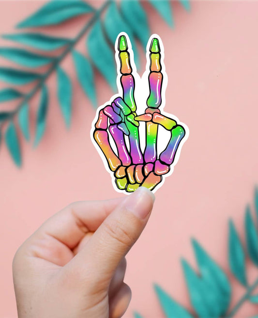 Skeleton Peace Sign Sticker