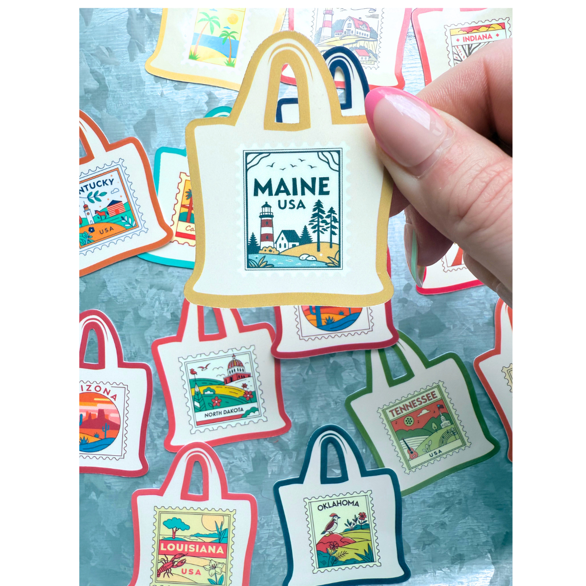 States stamp tote bag waterproof sticker|state sticker|stamp