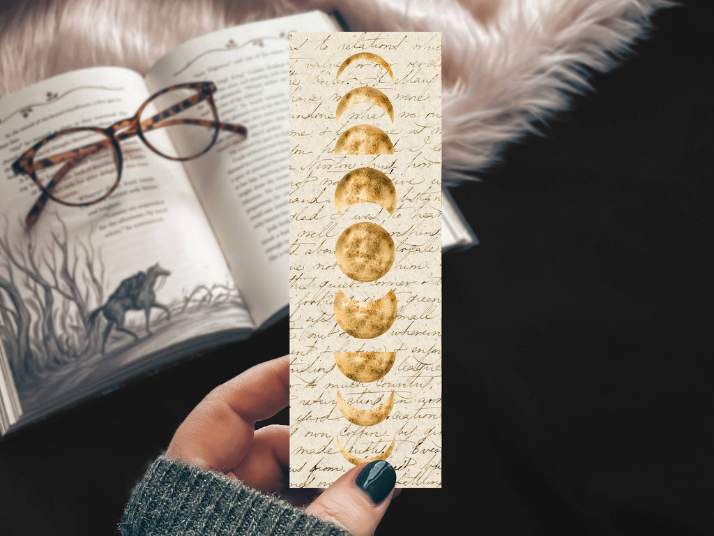 Moon Phases Handmade Bookmark