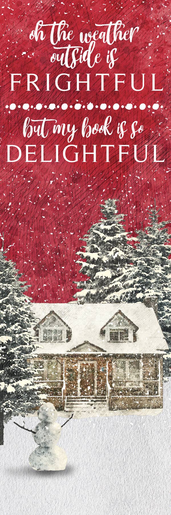 Bookish Christmas Delightful Watercolor Bookmark