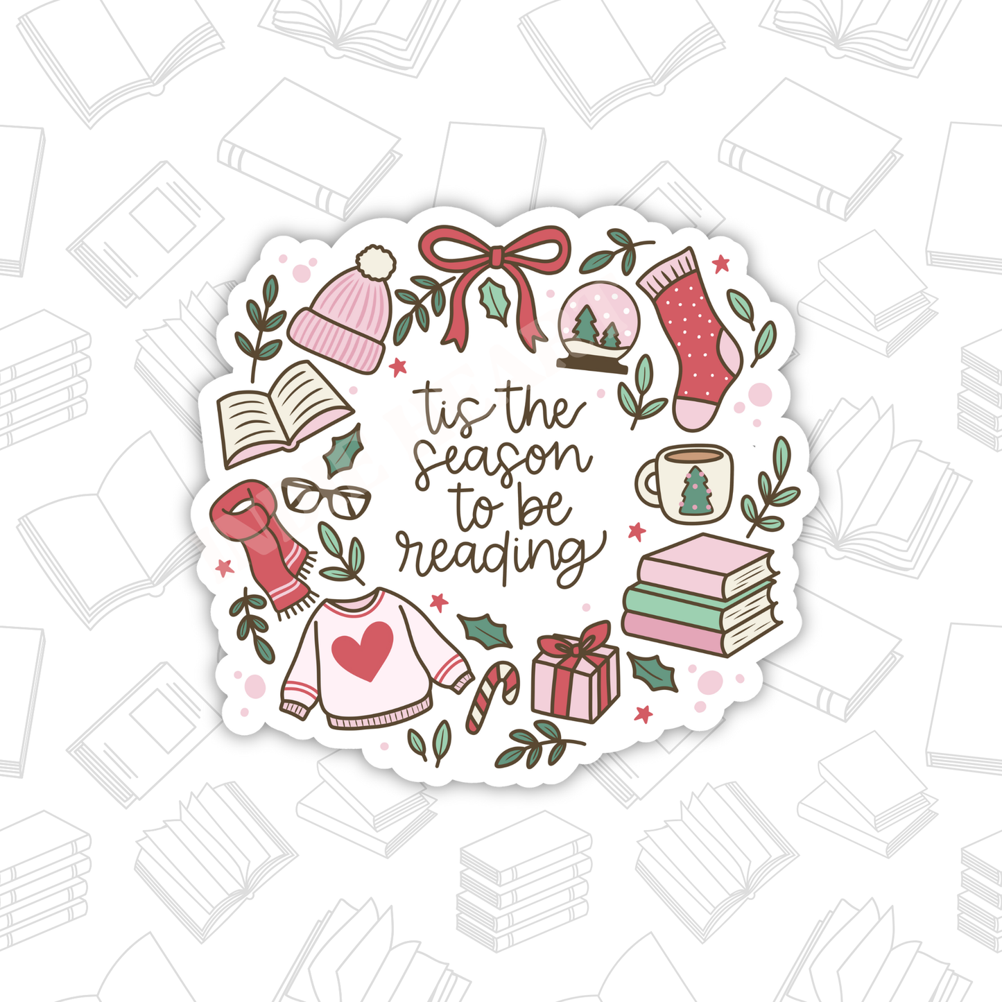 Tis The Season To Be Reading Round Sticker