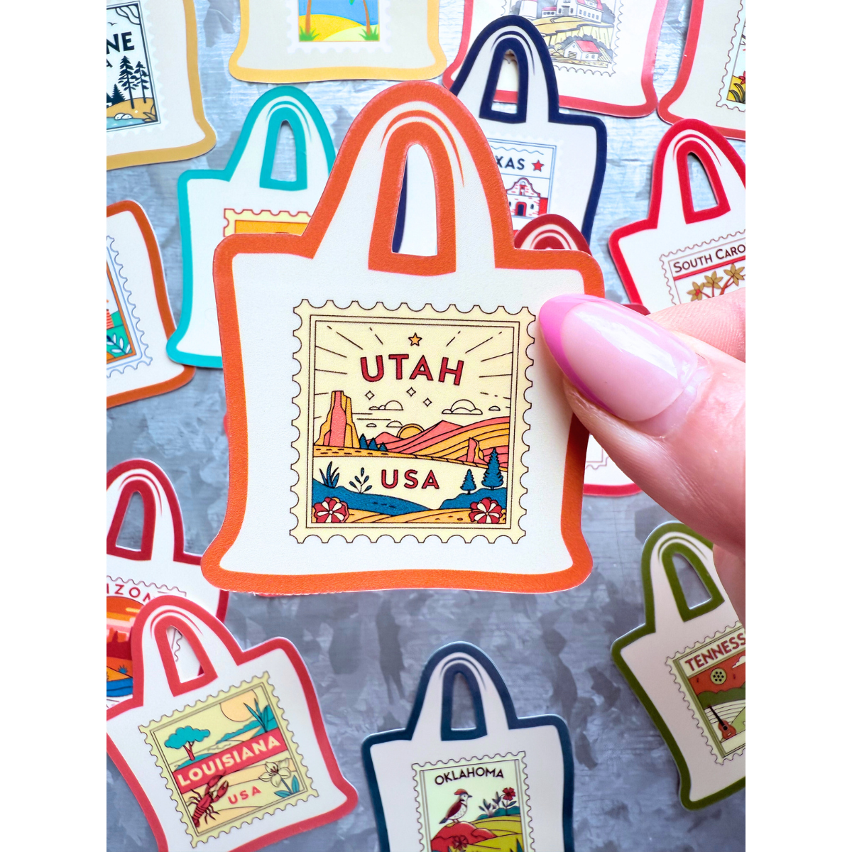 States stamp tote bag waterproof sticker|state sticker|stamp